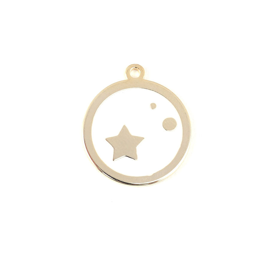 22mm Gold Plated Star Charm with White Enamel - Goody Beads