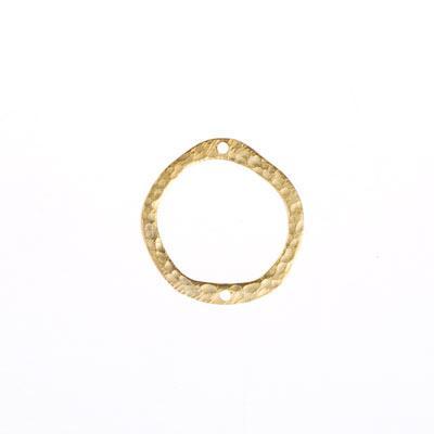 21mm Satin Gold Textured Circle Connector - Goody Beads