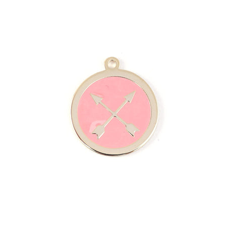 22mm Gold Plated Crossed Arrows Charm with Coral Enamel - Goody Beads