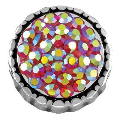 Light Siam AB Round Pave Cluster Slider Charm - Goody Beads