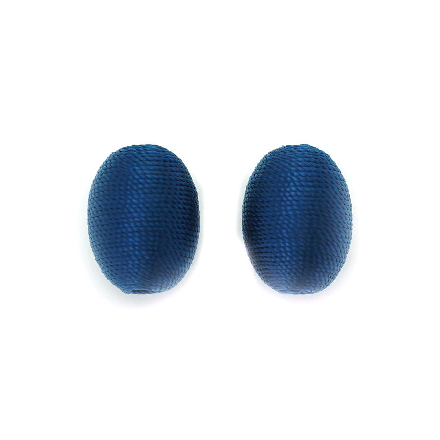 15x20mm Navy Blue Thread Wrapped Oval Bead - Goody Beads
