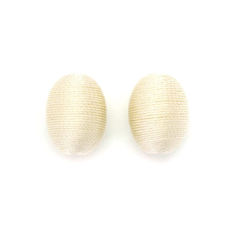 15x20mm Ivory Thread Wrapped Oval Bead - Goody Beads