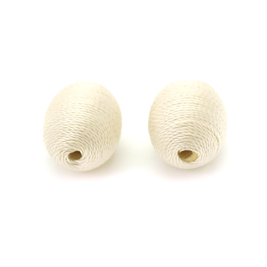 15x20mm Ivory Thread Wrapped Oval Bead - Goody Beads