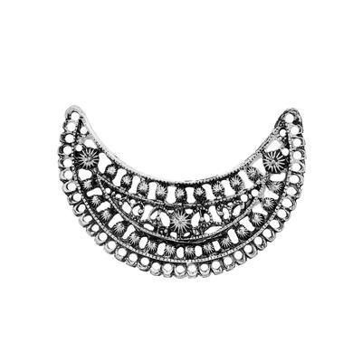 75mm Antique Silver Intricate Crescent Bib Pendant Connector - Goody Beads