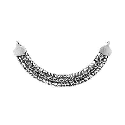 94mm Antique Silver Curved Bib Pendant Connector - Goody Beads