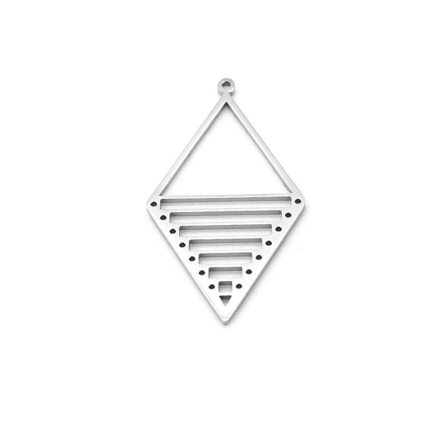 41mm Silver-Plated Stainless Steel Beadable Diamond Pendant - Goody Beads