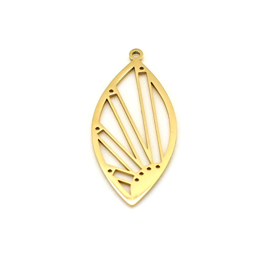 40mm Gold-Plated Stainless Steel Beadable Oval Pendant - Goody Beads