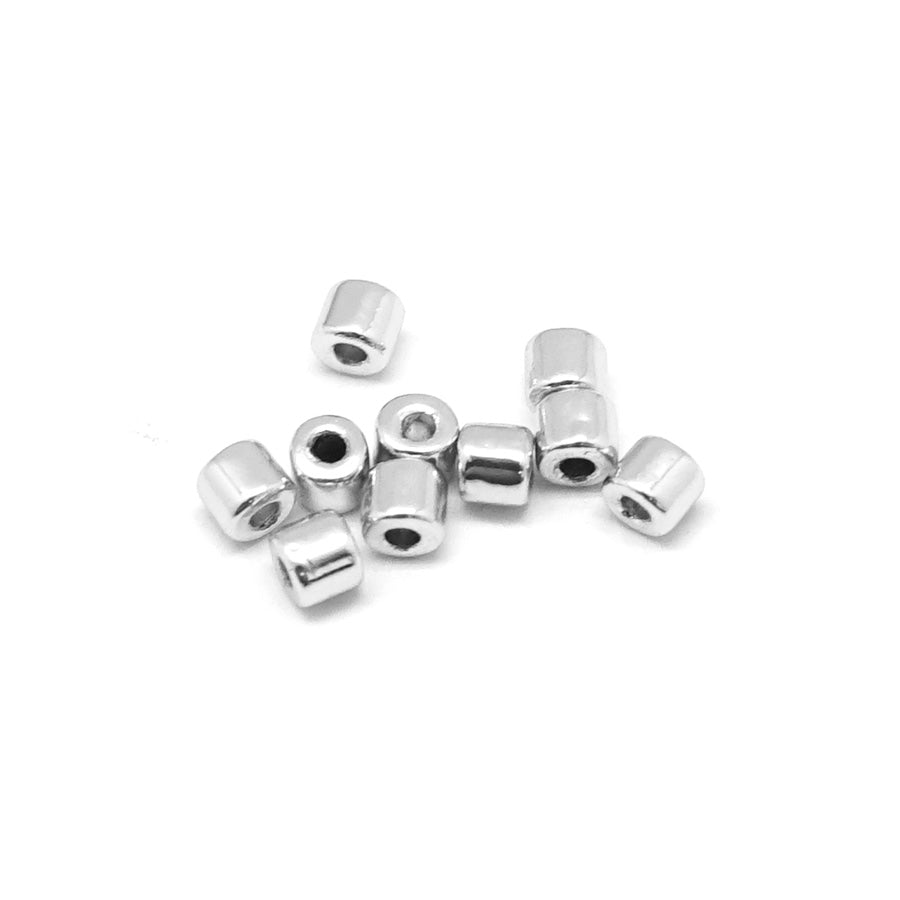 3mm Silver Enamel Tube Bead - 10 Beads - Goody Beads