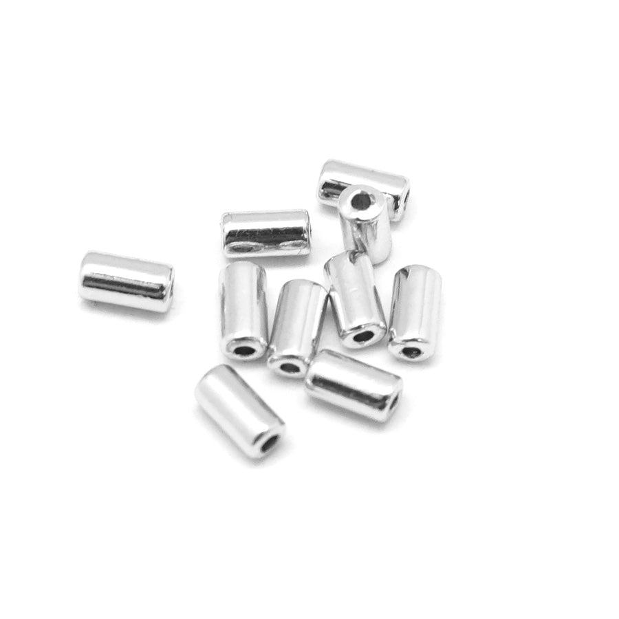 6mm Silver Enamel Tube Bead - 10 Beads - Goody Beads