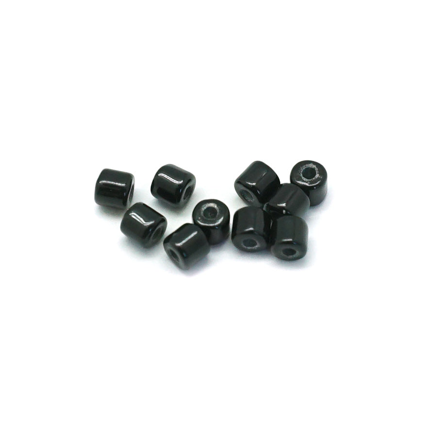 3mm Black Enamel Tube Bead - 10 Beads - Goody Beads