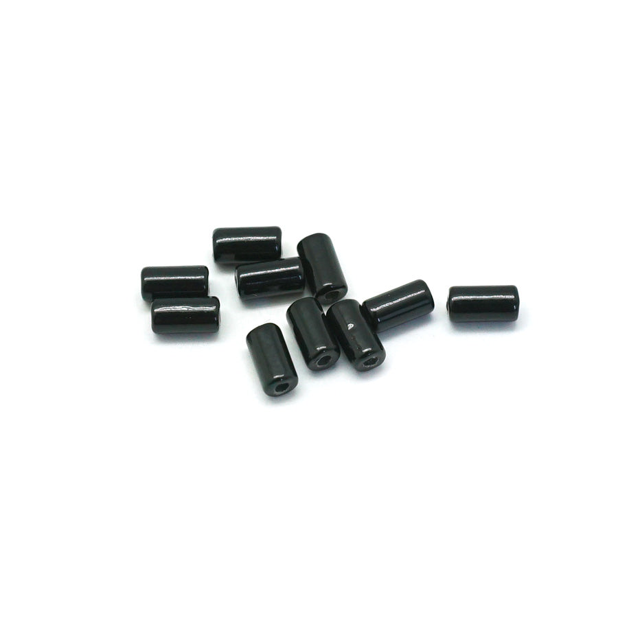 6mm Black Enamel Tube Bead - 10 Beads - Goody Beads