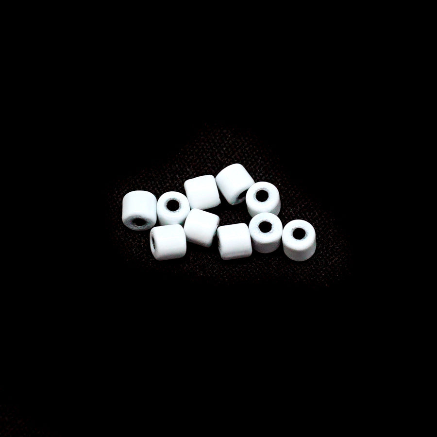 3mm White Enamel Tube Bead - 10 Beads - Goody Beads