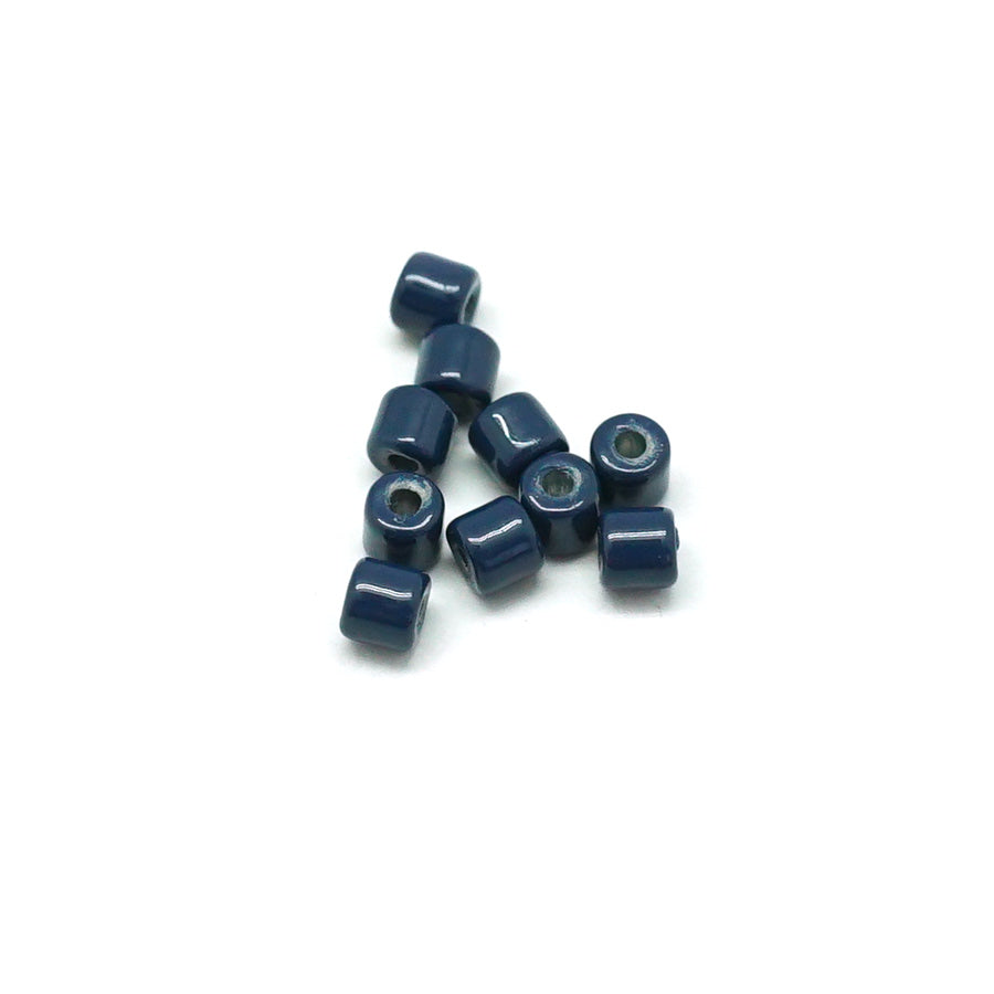 3mm Navy Enamel Tube Bead - 10 Beads - Goody Beads