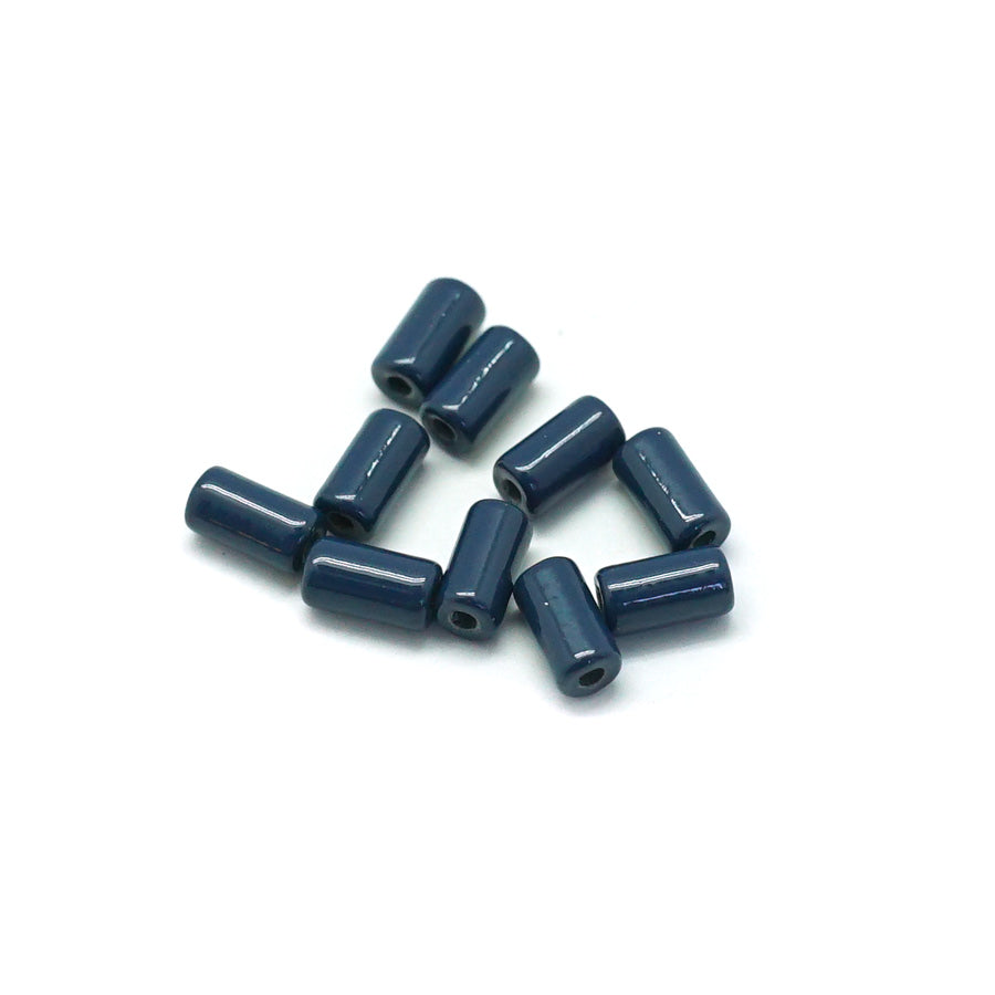 6mm Navy Enamel Tube Bead - 10 Beads - Goody Beads