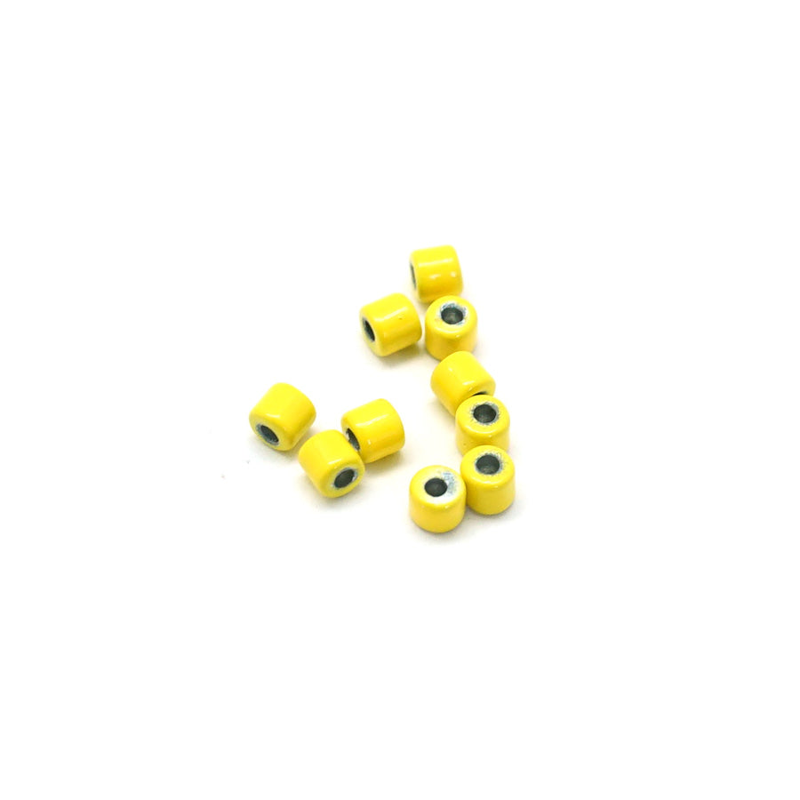 3mm Yellow Enamel Tube Bead - 10 Beads - Goody Beads