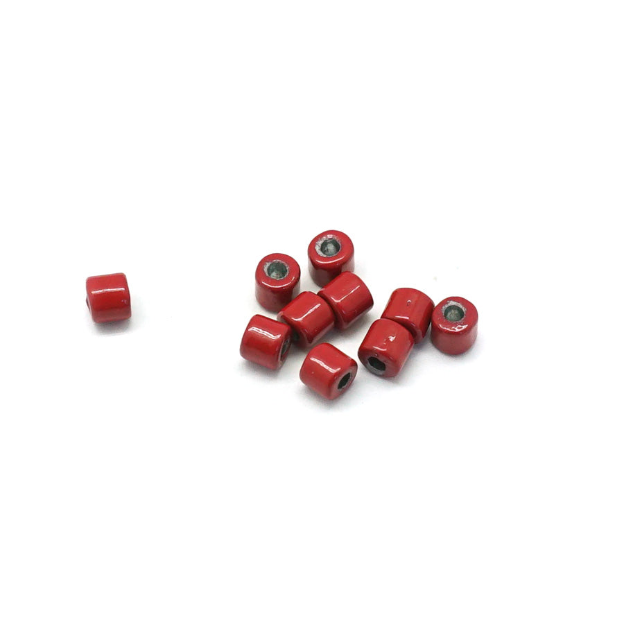 3mm Red Enamel Tube Bead - 10 Beads - Goody Beads