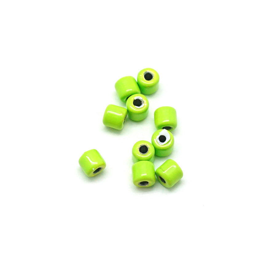 3mm Lime Green Enamel Tube Bead - 10 Beads - Goody Beads