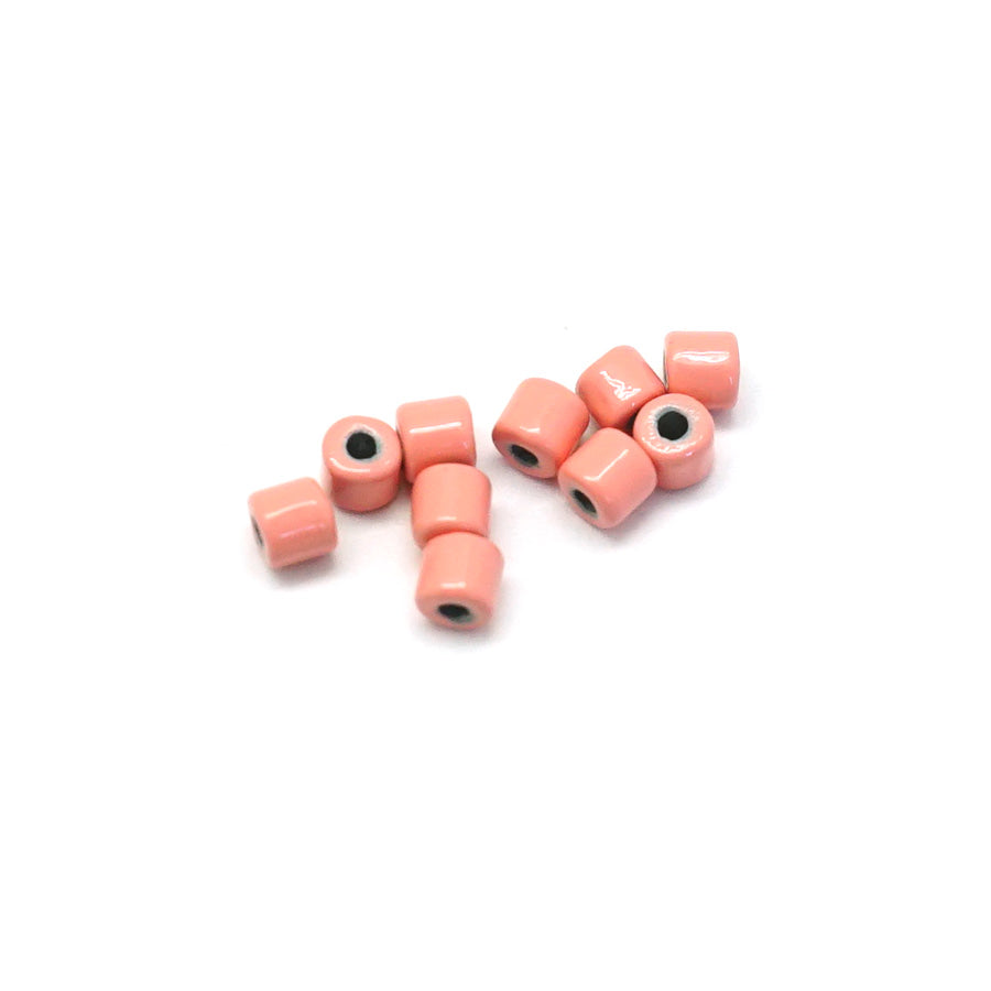 3mm Pink Coral Enamel Tube Bead - 10 Beads - Goody Beads