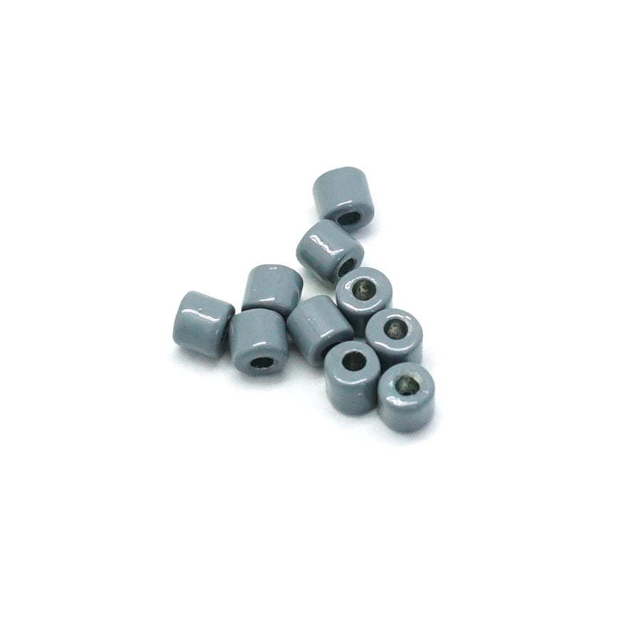 3mm Grey Enamel Tube Bead - 10 Beads - Goody Beads