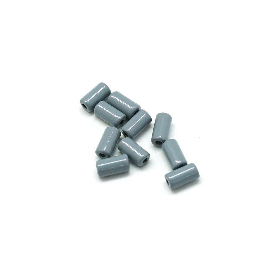 6mm Grey Enamel Tube Bead - 10 Beads - Goody Beads
