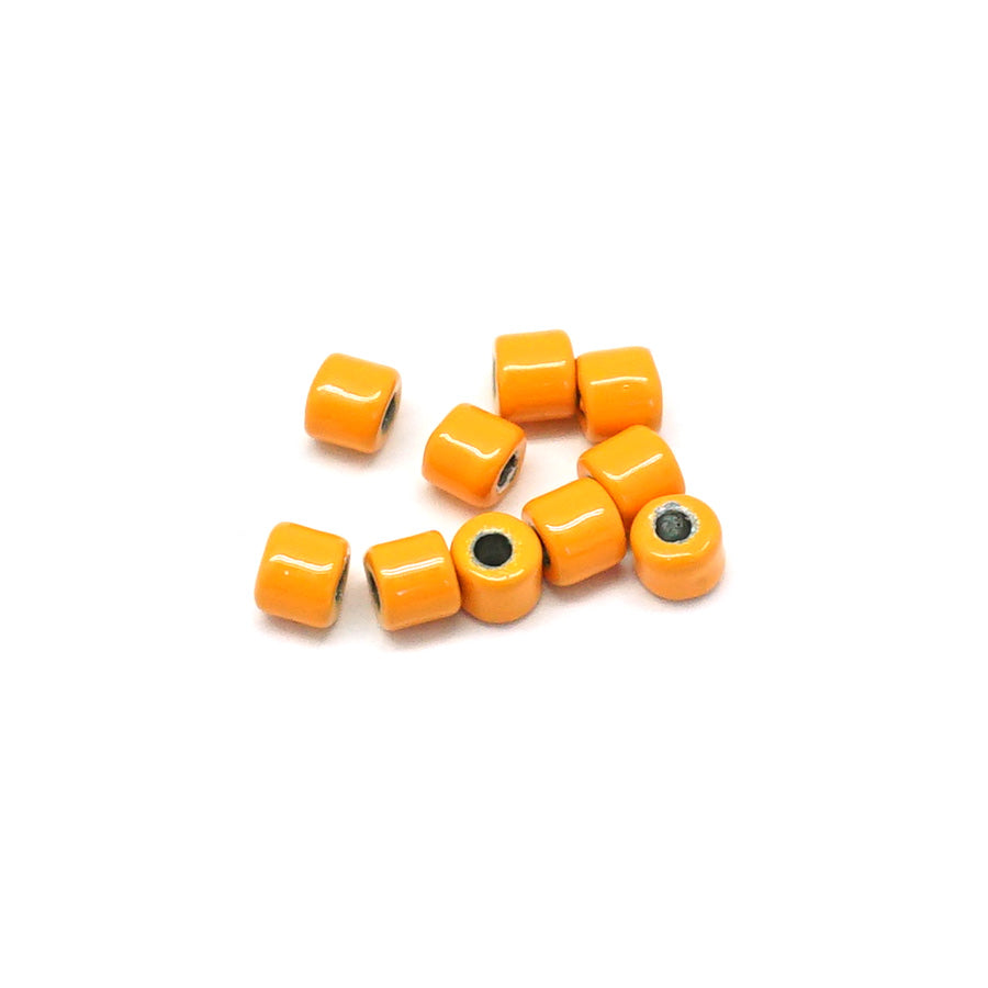 3mm Orange Enamel Tube Bead - 10 Beads - Goody Beads