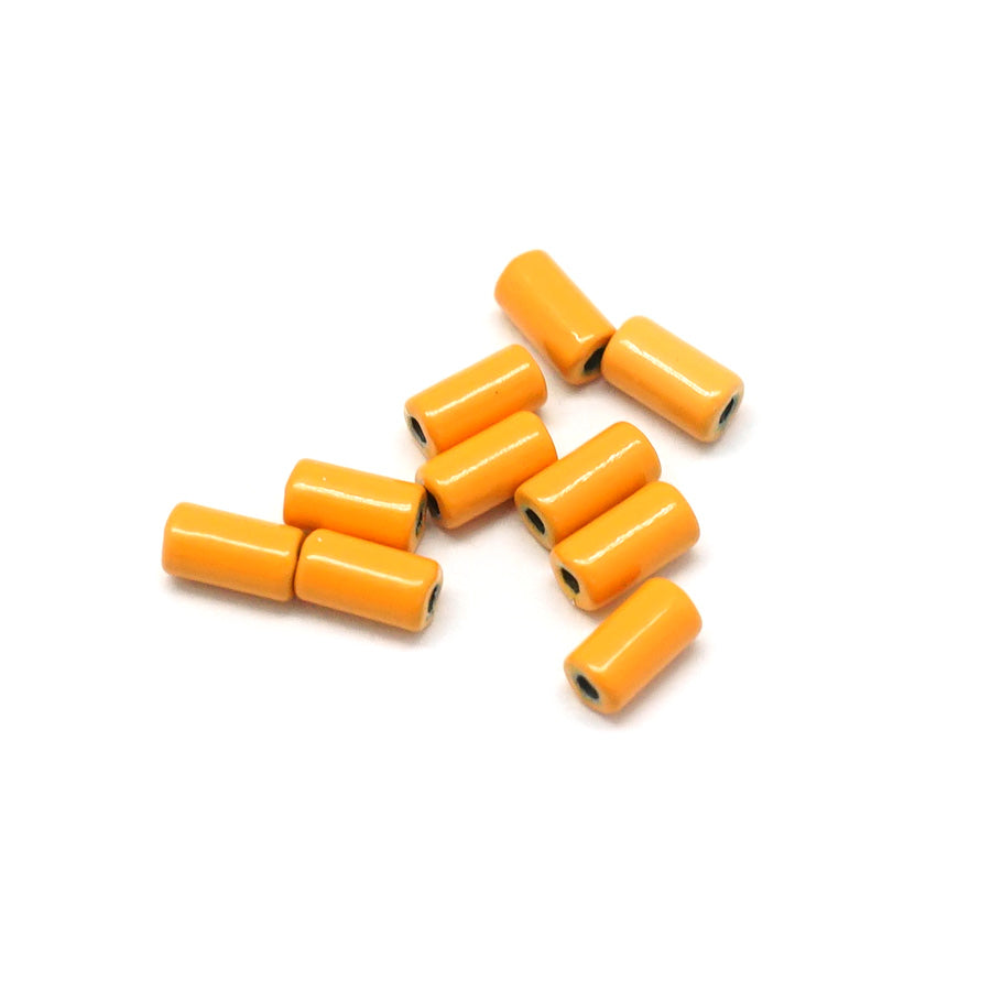 6mm Orange Enamel Tube Bead - 10 Beads - Goody Beads