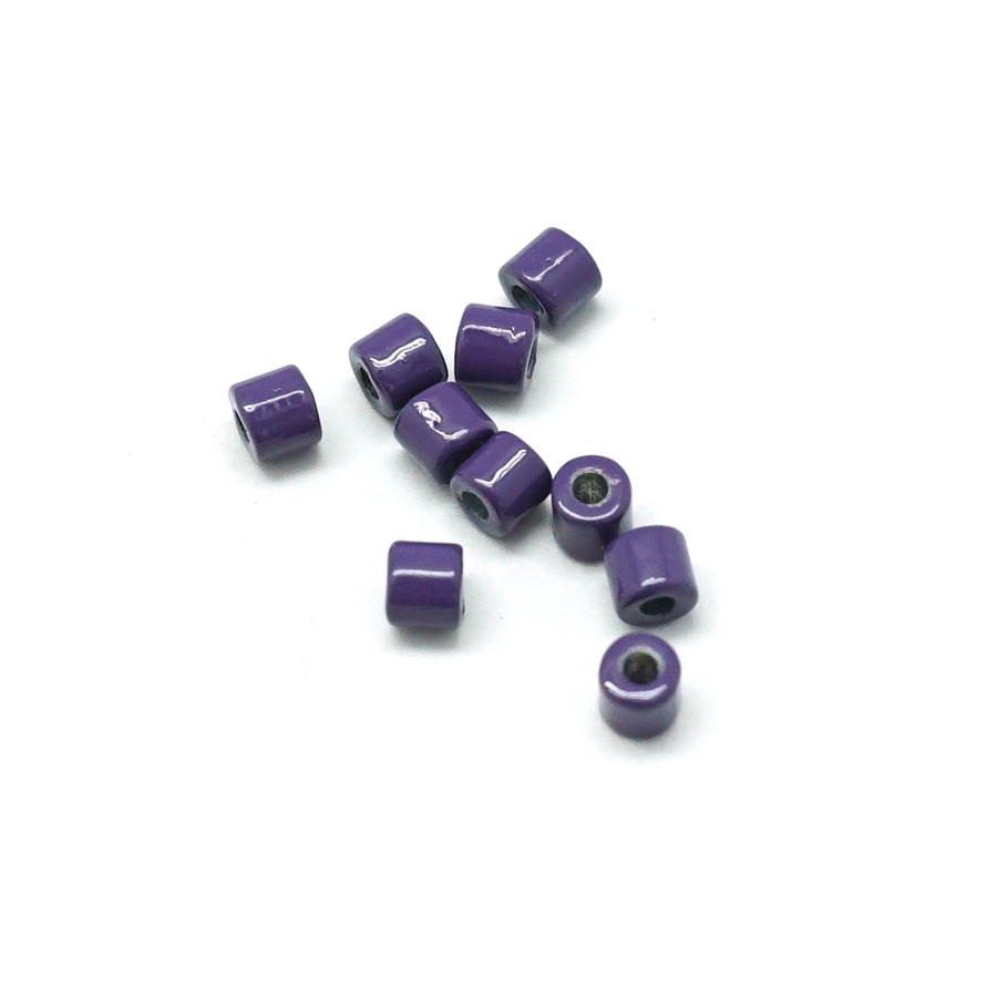 3mm Purple Enamel Tube Bead - 10 Beads - Goody Beads
