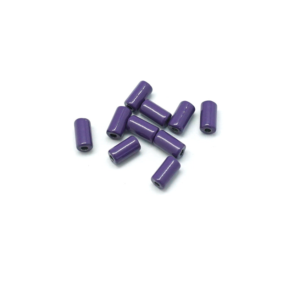 6mm Purple Enamel Tube Bead - 10 Beads - Goody Beads