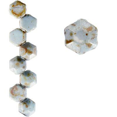 6.5mm Chalk Lazure Blue 2-Hole Honeycomb Jewel Czech Glass Beads - Goody Beads
