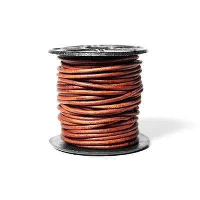 2mm Natural Red Brown Round Leather Cord 10 Meter Spool