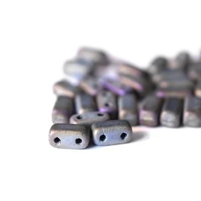 6mm Matte Iris Brown Two Hole Brick Czech Glass Beads by CzechMates - Goody Beads