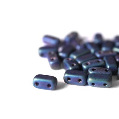 6mm Matte Iris Blue Two Hole Brick Czech Glass Beads by CzechMates - Goody Beads