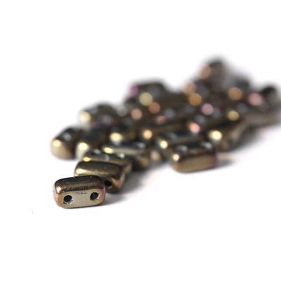 6mm Iris Brown Two Hole Brick Czech Glass Beads by CzechMates - Goody Beads