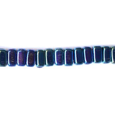 6mm Iris Blue Two Hole Brick Czech Glass Beads by CzechMates - Goody Beads