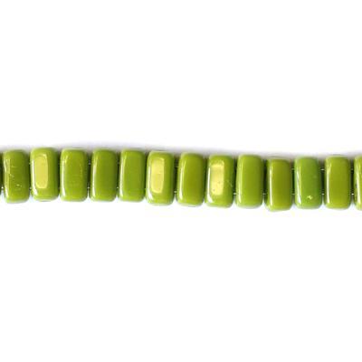 6mm Opaque Olive Two Hole Brick Czech Glass Beads by CzechMates - Goody Beads