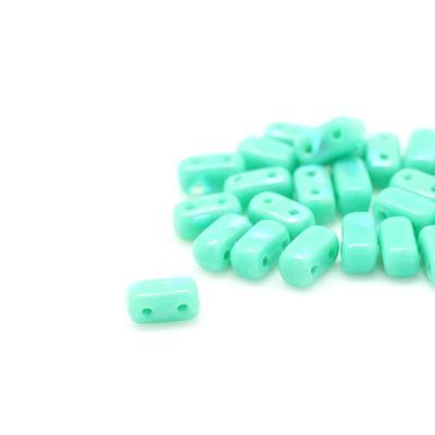 6mm Persian Turquoise Two Hole Brick Czech Glass Beads by CzechMates - Goody Beads