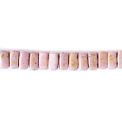 6mm Luster Opaque Rose/Gold Topaz Two Hole Brick Czech Glass Beads by CzechMates - Goody Beads