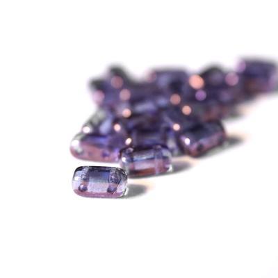 6mm Luster Transparent Amethyst Two Hole Brick Czech Glass Beads by CzechMates - Goody Beads