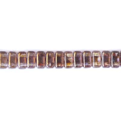 6mm Luster Transparent Gold/Smokey Topaz Two Hole Brick Czech Glass Beads by CzechMates - Goody Beads