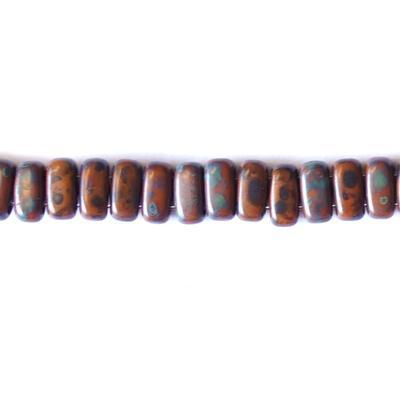 6mm Picasso Umber Two Hole Brick Czech Glass Beads by CzechMates - Goody Beads