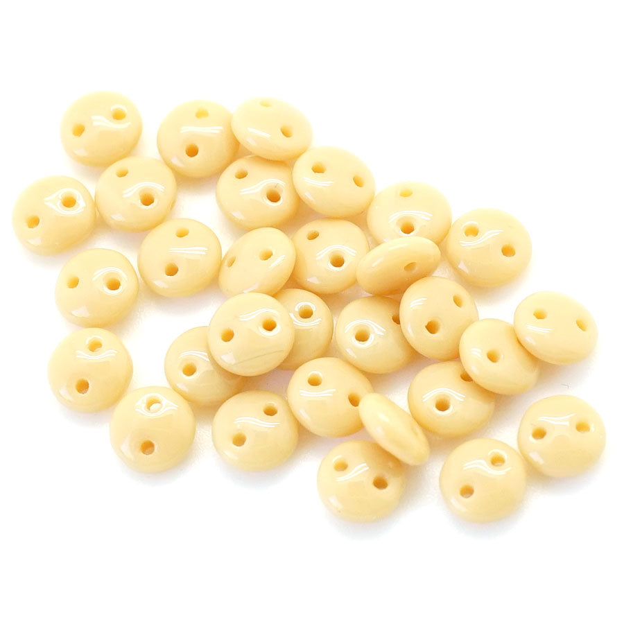 6mm Opaque Beige Two Hole Lentil Czech Glass Beads by CzechMates - Goody Beads