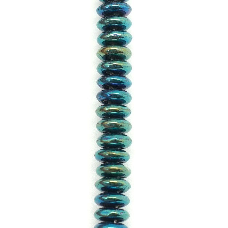 6mm Iris Blue Two Hole Lentil Czech Glass Beads by CzechMates - Goody Beads