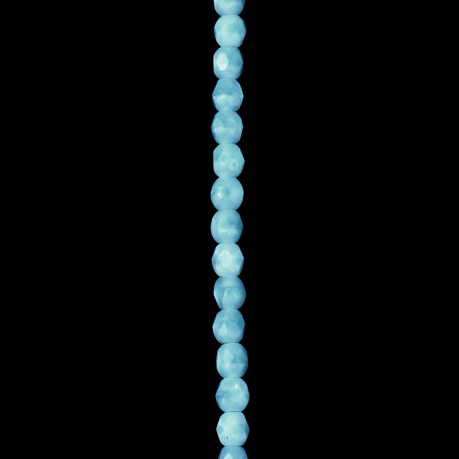 3mm Turquoise Silk Round Faceted Czech Glass Beads from Raven's Journey - Goody Beads