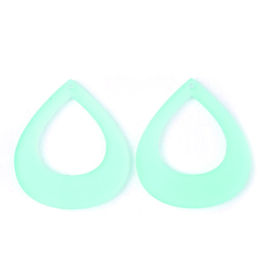 52x45mm Large Pear Shape with Cutout Acrylic Component Set - Lucite Green - Goody Beads