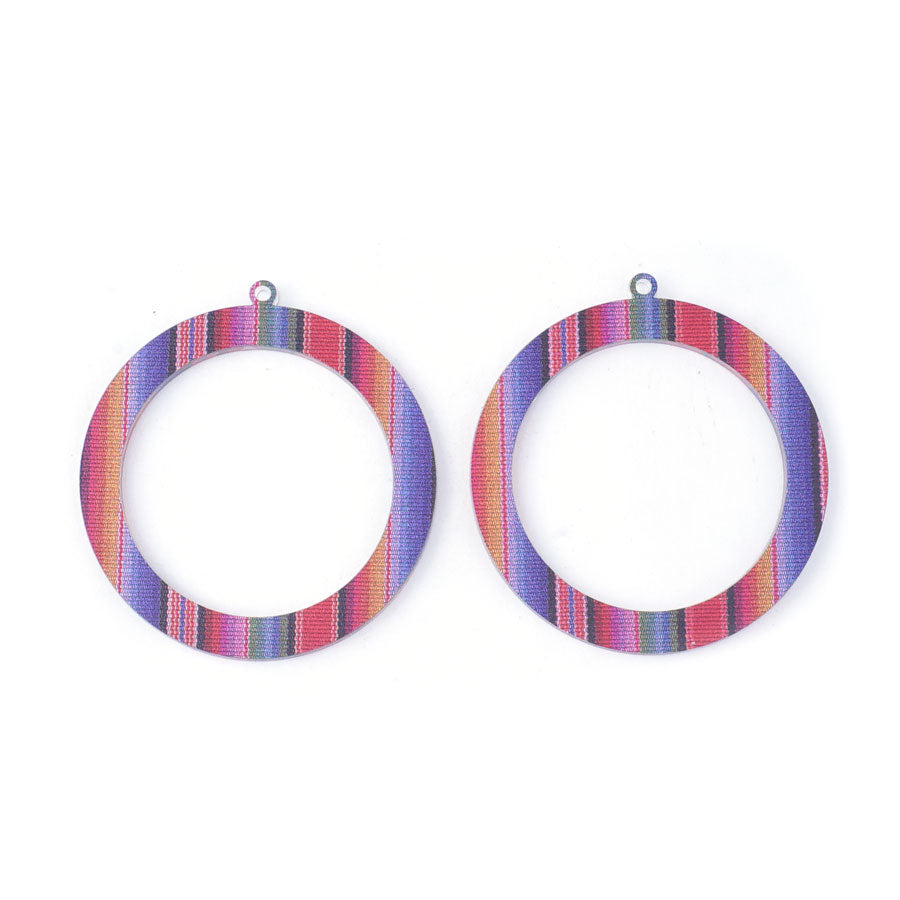 50mm Hoop with Top Loop Acrylic Component Set - Rainbow Stripe - Goody Beads