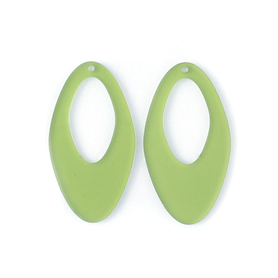 55x30mm Elongated Oval with Cutout Acrylic Component Set - Retro Green - Goody Beads