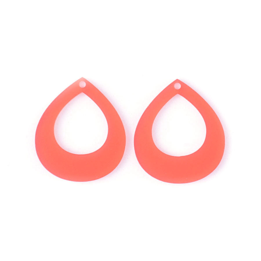 40x35mm Medium Pear Shape with Cutout Acrylic Component Set - Coral - Goody Beads