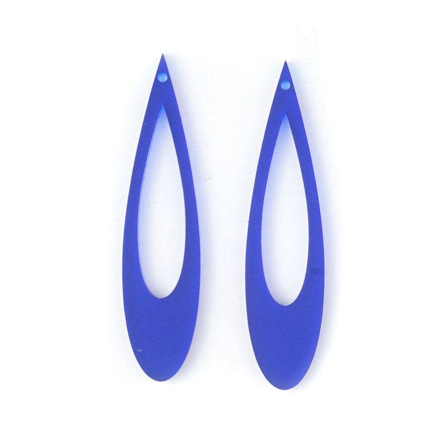 64x15mm Elongated Drop with Cutout Acrylic Component Set - Navy Blue - Goody Beads