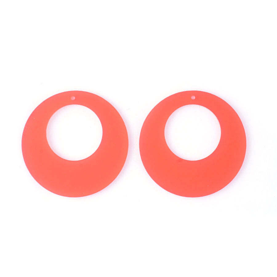 50mm Round with Off Center Cutout Acrylic Component Set - Coral - Goody Beads