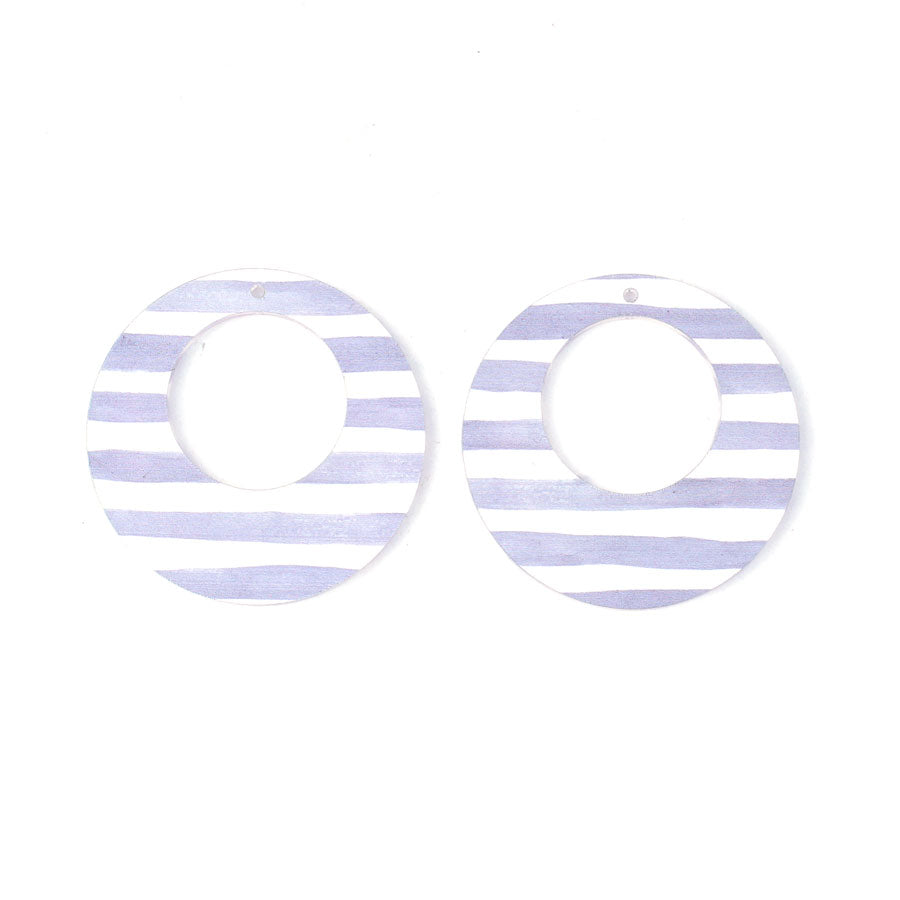 50mm Round with Off Center Cutout Acrylic Component Set - Gray Stripe - Goody Beads